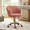thumbnail image 1 of HULALA HOME Velvet Home Office Desk Chair, Modern Shell Back Makeup Vanity Chair with Wheels, Swivel Height Adjustable Cute Task Chair for Women Girls, Pink, 1 of 18