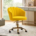 thumbnail image 1 of HULALA HOME Velvet Home Office Desk Chair, Modern Shell Back Makeup Vanity Chair with Wheels, Swivel Height Adjustable Cute Task Chair for Women Girls, Yellow, 1 of 18