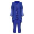 thumbnail image 1 of HULIJA 3 Pieces Mother of The Bride Dress Pant Suits Formal Evening Gowns with Jacket Party Gown Blue XXL/2XL, 1 of 7