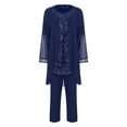 thumbnail image 1 of HULIJA 3 Pieces Mother of The Bride Dress Pant Suits Formal Evening Gowns with Jacket Party Gown Navy Blue 5XL, 1 of 7