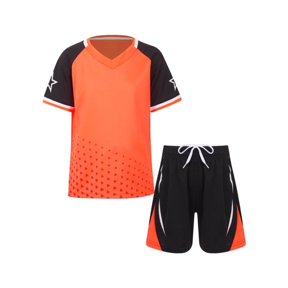 HULIJA Boys' Basketball Outfits Soccer Jerseys Football Training Uniform Sports Shirts and Active Orange XS