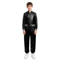 thumbnail image 1 of HULIJA Boys Metallic Bomber Jacket and Pants Modern Jazz Dance Clothing Set Hip Hop Dancing Outfits Black 14, 1 of 7