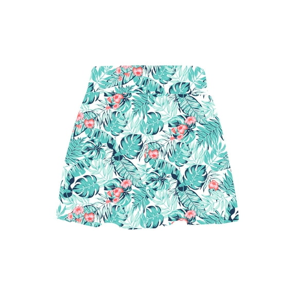 HULIJA Girls Beach Cover Ups Short Skirt UPF 50+ Sun Protection Swim Skirts for Kids Bikini Swimwear Green Palm Leaf 8