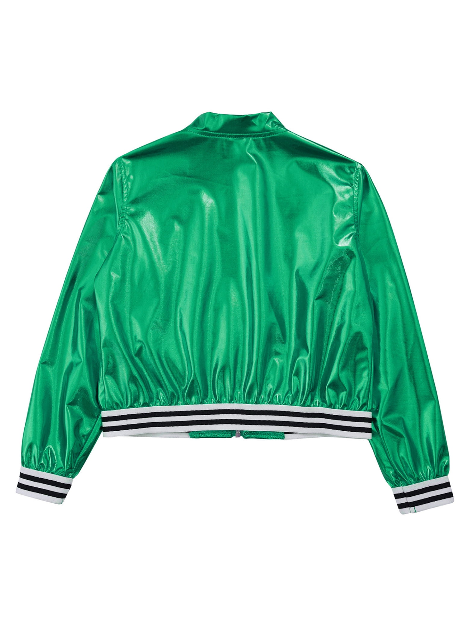 HULIJA Girls Boys Shiny Metallic Long Sleeve Bomber Jacket