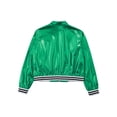 thumbnail image 1 of HULIJA Girls Boys Shiny Metallic Long Sleeve Bomber Jacket Jazz Hip-hop Street Dance Top Coat Green 16, 1 of 9