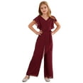 thumbnail image 1 of HULIJA Girls' Jumpsuits Short Sleeve Wide Leg Pants Rompers Wedding Party Evening Casual Suit Summer Burgundy 8, 1 of 7
