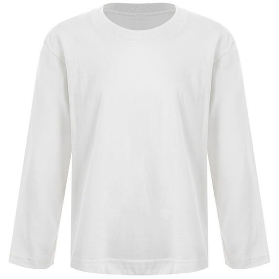 HULIJA Kids Boys Girls Cotton Long Sleeves T-Shirt Basic Solid Top Thermal Undershirt Baselayer Shirt White 160