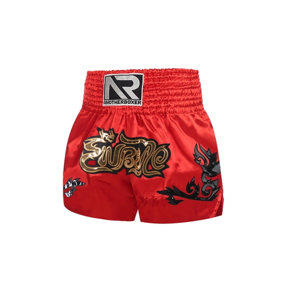 HULIJA Kids Boys Muay Thai Shorts MMA Kickboxing Boxing Trunks Martial Arts Fighting Training Shorts A Red XS