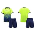 thumbnail image 1 of HULIJA Kids Boys Sports Shorts Sets Football Basketball Uniform Short Sleeves T-Shirt Shorts Fluorescent Green 4XS, 1 of 8