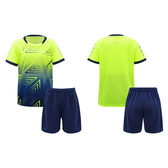 HULIJA Kids Boys Sports Shorts Sets Football Basketball Uniform Short Sleeves T-Shirt Shorts Fluorescent Green 4XS