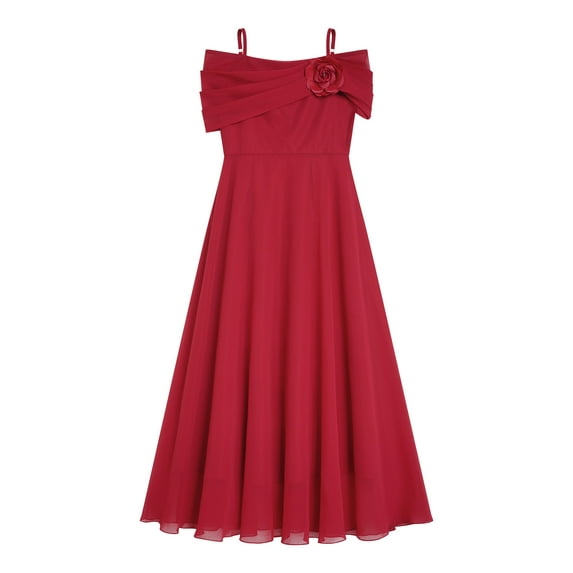 HULIJA Kids Flower Girls Dresses Sleeveless Chiffon Party Maxi Gowns Wedding Bridesmaid Dresses Burgundy 8