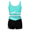 thumbnail image 1 of HULIJA Kids Girls 2 Piece Dance Sport Outfit Contrast Color Sleeveless Crop Top with Shorts Ballet Blue Green 6, 1 of 7