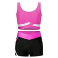 thumbnail image 1 of HULIJA Kids Girls 2 Piece Dance Sport Outfit Contrast Color Sleeveless Crop Top with Shorts Ballet Hot Pink 6, 1 of 7