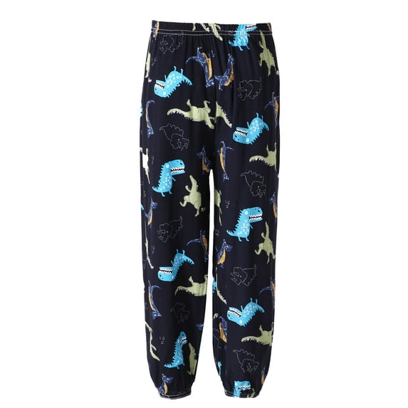 HULIJA Kids Girls Boys Cotton Hippie Harem Loose Boho Style Trousers Casual Yoga Sport Harem Pants Dinosaur 120