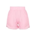 thumbnail image 1 of HULIJA Kids Girls Casual Summer High Waisted Hemming Jeans Denim Shorts with Pockets Pull on Short Pink 140, 1 of 7