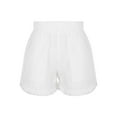 thumbnail image 1 of HULIJA Kids Girls Casual Summer High Waisted Hemming Jeans Denim Shorts with Pockets Pull on Short White 140, 1 of 7
