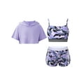 thumbnail image 1 of HULIJA Kids Girls Dance Athletic Outfit Gymnastic Yoga Workout Suit Short Sleeve Hoodie with Crop Purple 10, 1 of 5