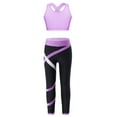thumbnail image 1 of HULIJA Kids Girls Gymnastics Crop Top with Leggings Set 2 Piece Dance Sports Outfits Gym Yoga Running Lavender 6, 1 of 5