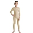 thumbnail image 1 of HULIJA Kids Girls Long Sleeve Full Body Jumpsuit Gymnastics Leotard Activewear Nude 13-14, 1 of 7