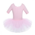 thumbnail image 1 of HULIJA Kids Girls Short Sleeves Cotton Tulle Skirted Ballet Leotards Tutu Dance Dress Ballerina Pink M, 1 of 6