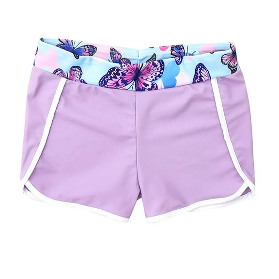 HULIJA Kids Girls Summer Printed Swim Shorts Quick Dry Swimming Bottoms Boyshort Active Beach Board Butterfly 14