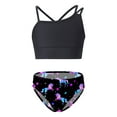 thumbnail image 1 of HULIJA Kids Girls Two Pieces Tankini Set Rash Guard Swimsuit UV Sun Protection Swimwear Beach Pool Black&Night Pegasus 6, 1 of 6