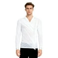 thumbnail image 1 of HULIJA Men Rhinestones V-Neck Long Sleeve Pullover Latin Tango Rumba Dance Shirt Blouse White M, 1 of 4