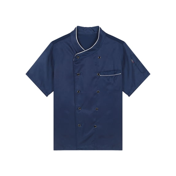 HULIJA Men Women Chef Jacket Short/Long Sleeve Chef Coat Professional Chef Shirt Blue Short Sleeve 4XL