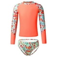 thumbnail image 1 of HULIJA Rash Guard Swimwear Set for Kids Girls Printed Long Swimshirts with Panties 2 Pcs Swimsuit Orange 6, 1 of 7