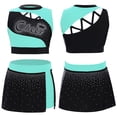 thumbnail image 1 of HULIJA School Girls Cheerleading Team Uniform Dance Outfit Cheer Leader Pleated Skirt Set Blue Green 8, 1 of 6