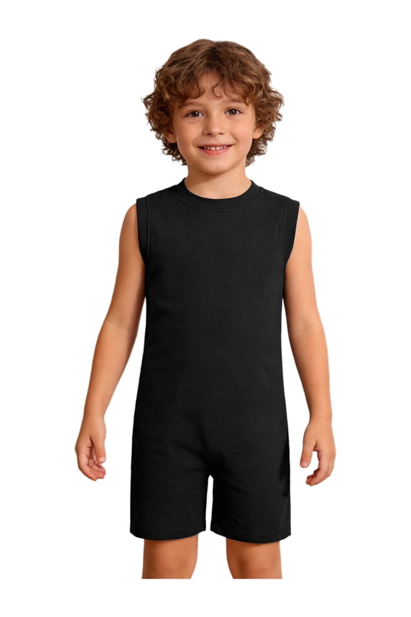 Special Needs Adaptive Clothing for Girls Boys Autism Kids Sleeveless Anti-strip Jumpsuit Biketard Romper Black 8