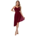 thumbnail image 1 of HULIJA Women Sequin Ballet Dance Dress Ballerina Camisole Skirted Leotards Asymmetrical Lyrical Dress Burgundy M, 1 of 7