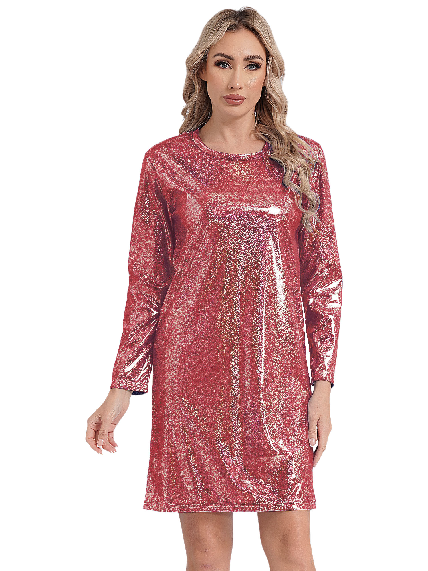 mini sparkly dress long sleeve Ieena for Mac Duggal - Silver Long Sleeve Floral Embroidered Sequin Mini Dress