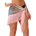 thumbnail image 1 of HULIJA Women's Belly Dance Hip Scarf Glittery Sequin Fringe Triangle Short Skirt Latin Jazz Dance Skirts Pink One Size, 1 of 6