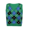 thumbnail image 1 of HULIJA Women's Fashion Argyle Plaid Knitted Vest Sweater Vintage Sleeveless Waistcoat Chic Tops Green M, 1 of 7