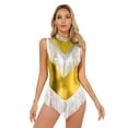 thumbnail image 1 of HULIJA Women's Shiny Metallic Sequins Fringed Bodysuit Latin Dance Costume Tassel Leotard Gold XXL, 1 of 6