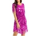 thumbnail image 1 of HULIJA Women's Glitter Sequin Tassels Sleeveless Ballroom Latin Tango Samba Salsa Dance Dress Rose X, 1 of 6