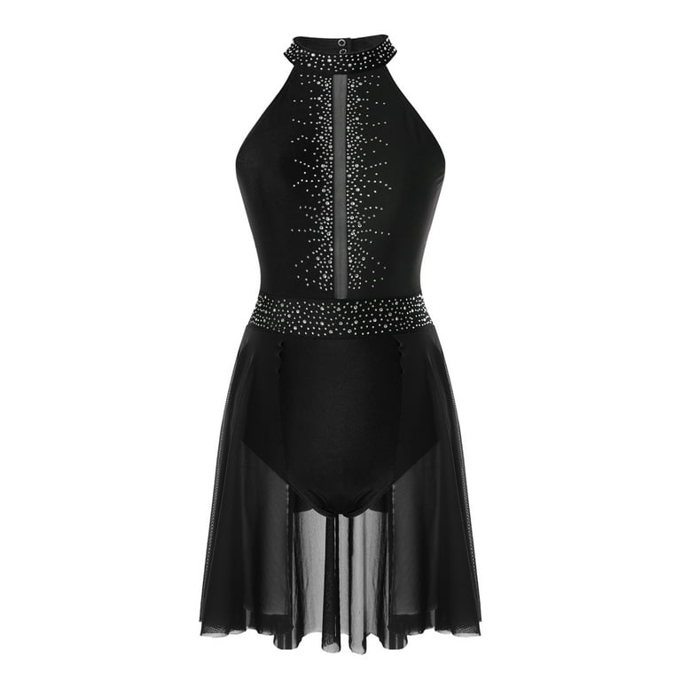 HULIJA Women's Lyrical Ballet Dance Dress Shiny Rhinestone Figure