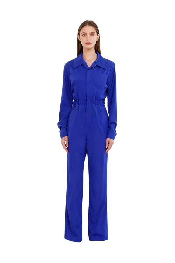 Women's Mechanic Work Utility Coveralls Dungarees Flight Suit Jumpsuit Blue M