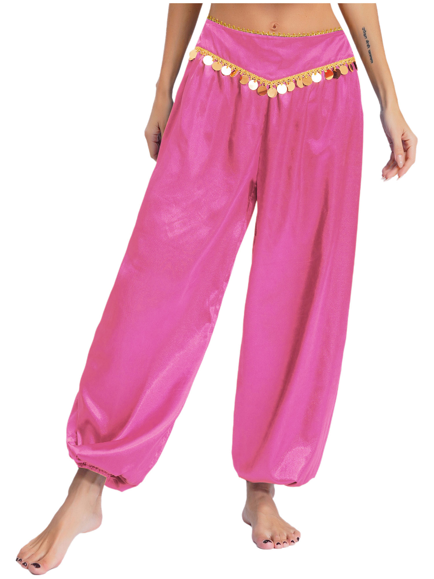 HULIJA Women s Satin Bloomers Belly Dance Pants Loose Harem Pants HULIJA Women s Satin Bloomers Belly Dance Pants Loose Harem Pants