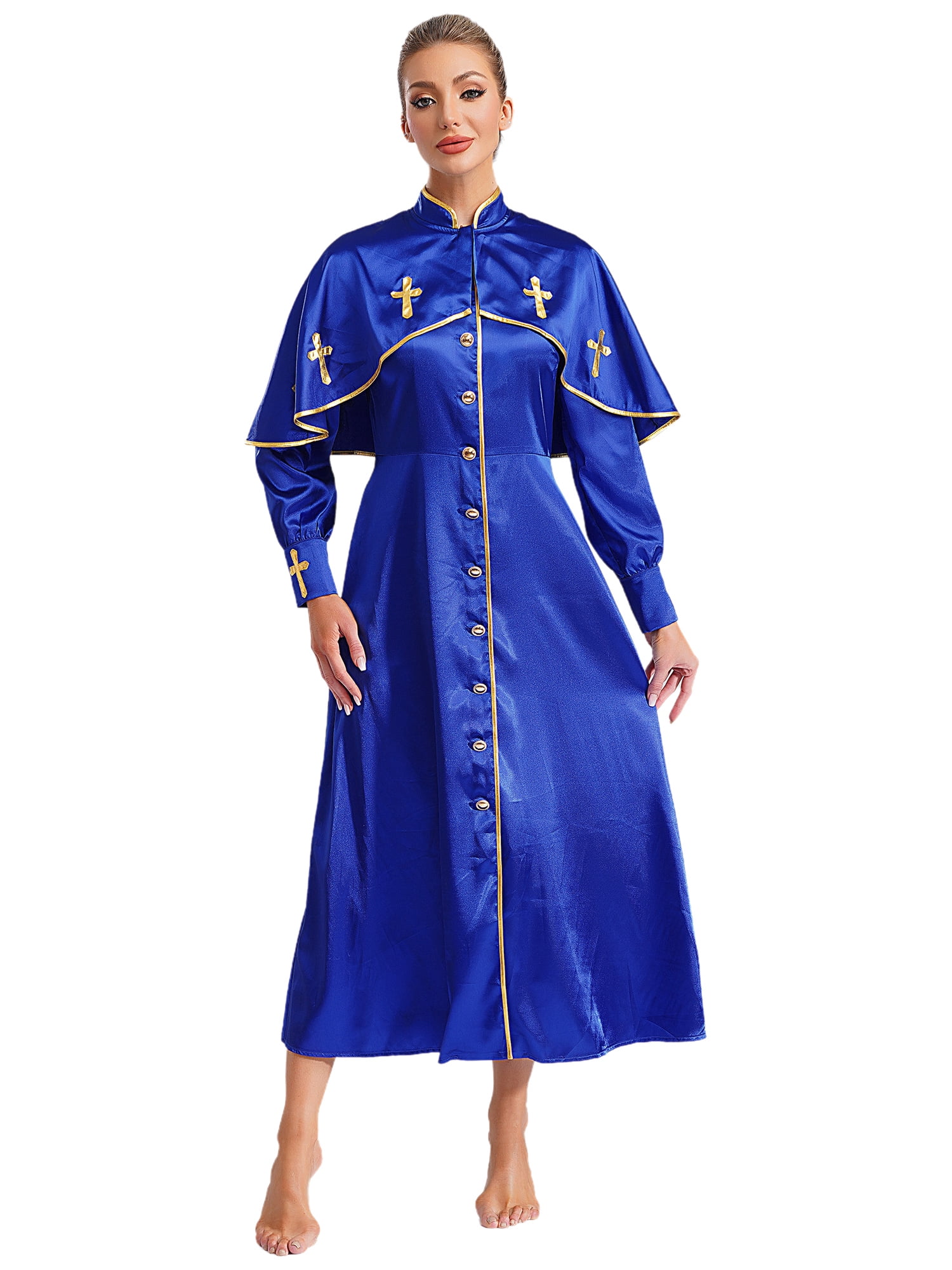 HULIJA Womens Clergy Robe Long Sleeve Maxi Dress Church Choir Robe Blue ...