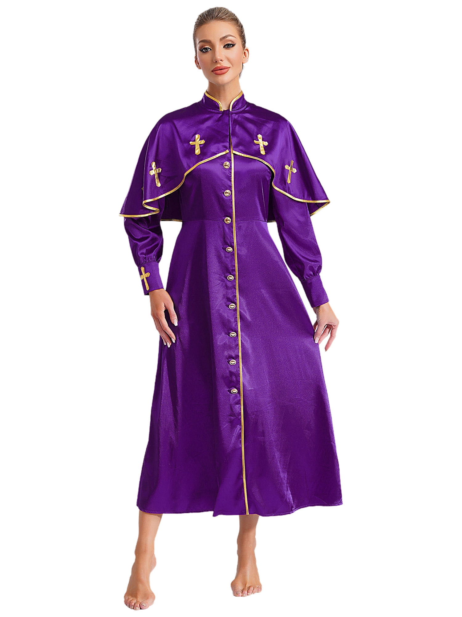 HULIJA Womens Clergy Robe Long Sleeve Maxi Dress Church Choir Robe ...