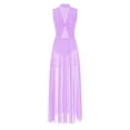 thumbnail image 1 of HULIJA Womens Shiny Rhinestone Lyrical Dance Dress Open Back Sheer Mesh Overlay Leotard Dresses Light Purple XXL, 1 of 7