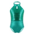 thumbnail image 1 of HULIJA Youth Girls Sleeveless Shiny Sequins Gymnastic Leotard Metallic Splice Backless Ballet Dance Green 6, 1 of 7