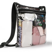HULISEN Clear Crossbody Purse Bag, Stadium Approved, with Extra Inside Pocket, Black