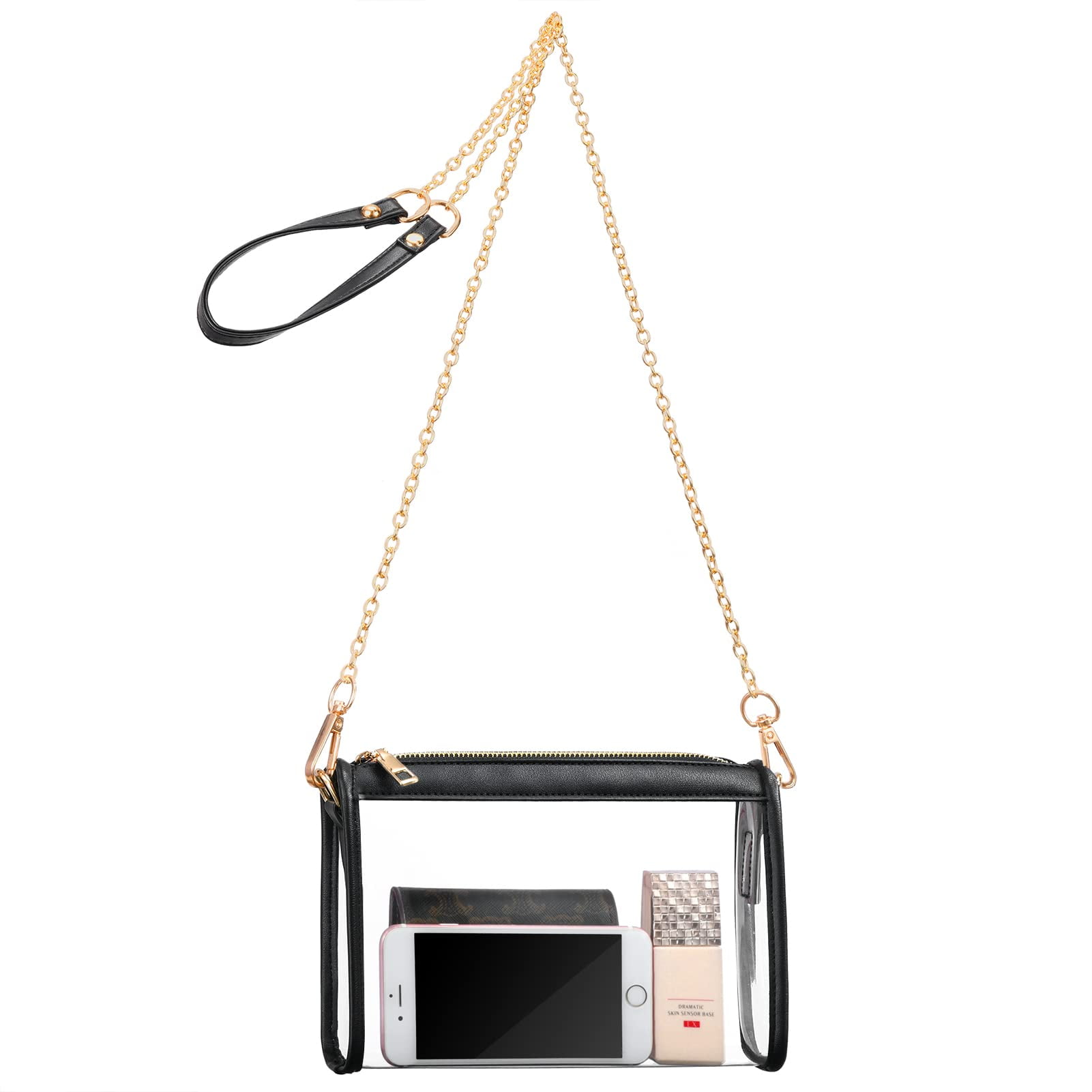 HULISEN Clear Purse, Clear Bag Stadium Approved for Women, PU Leather Transparent Crossbody Bag for Concert, Sport Event