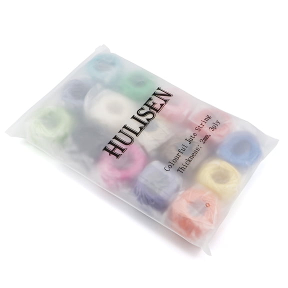 HULISEN Jute Twine 15 Rolls, 2mm 3-Ply Thickness, 25m Coloured String, Twine String for Crafts, DIY Projects, Floristry, Gardening, Gift Wrapping, Home Dcor, and Festive Decorations