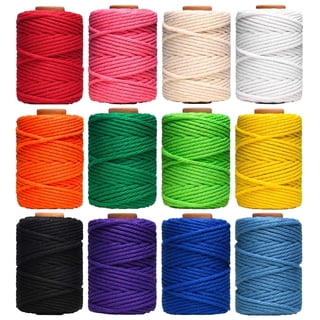 HULISEN Macrame Cord, 3mm Natural Cotton Twine, 12 Rolls 4 Strand Colored Macrame String