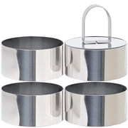 Set of 4 Round Cake Ring Mold, Stainless Steel 3 inch Dessert Mousse Molds with Pusher & Lifter Cooking Rings, Tuna Tartare Mold Include 4 Rings and 1 Pusher