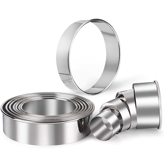 HULISEN Stainless Steel Round Cookie Biscuit Cutter Set, 11 Circle Donut Doughnut Cutter, Baking Ring Molds for Mini Cake, Scone, Pastry, Cooking, Gift Package